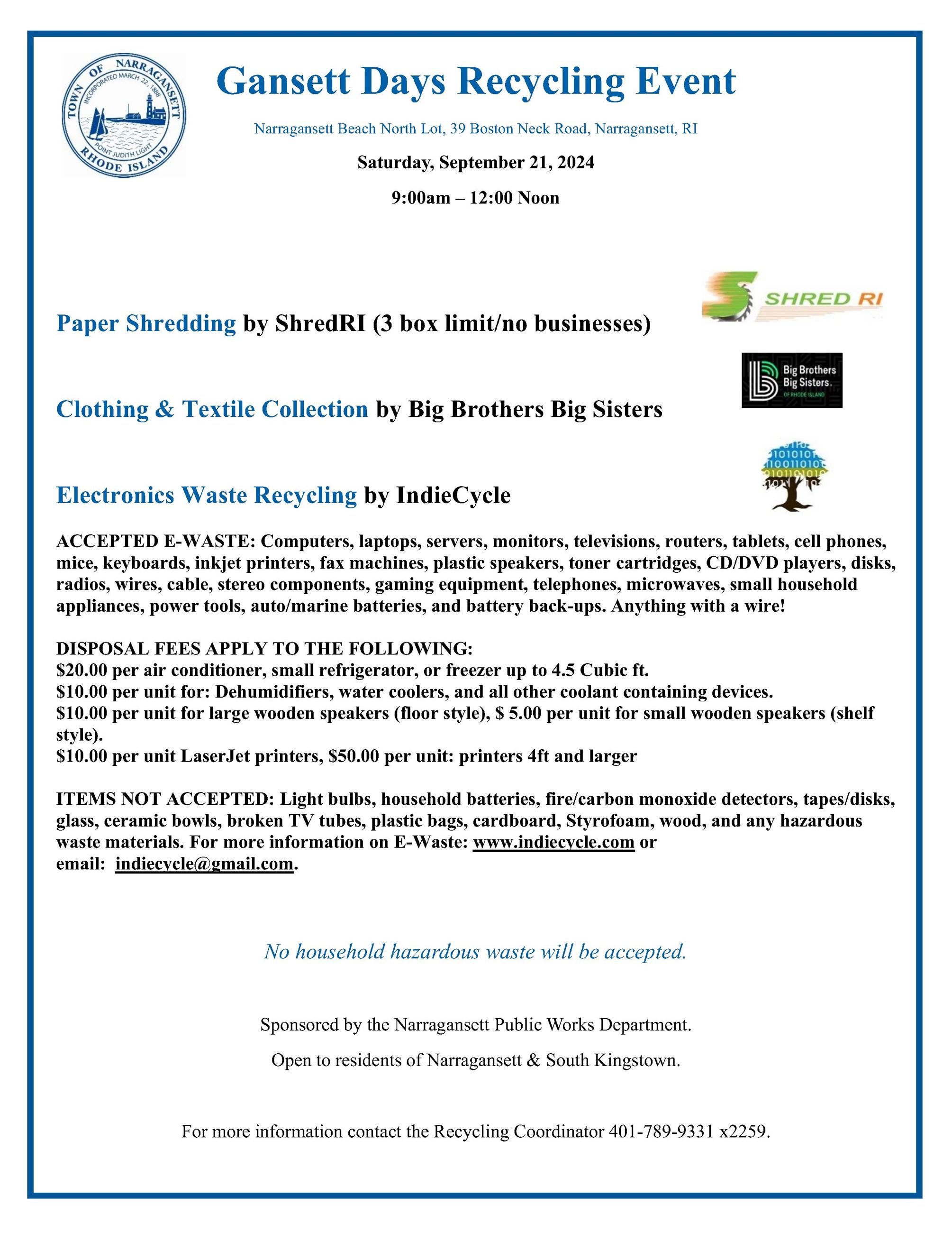 2024 Gansett Days Recycling Flyer For Website