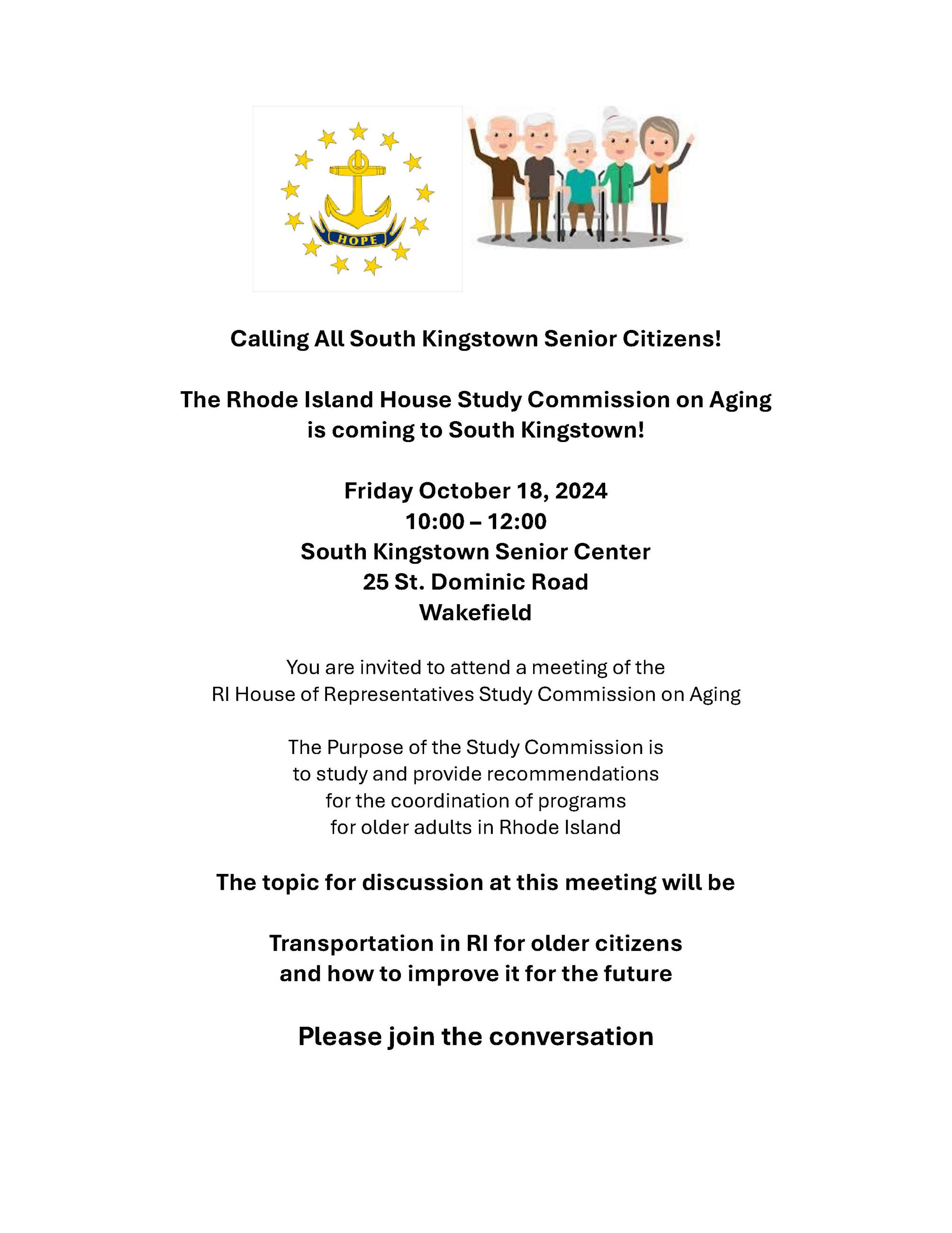 Calling All South Kingstown Senior Citizens