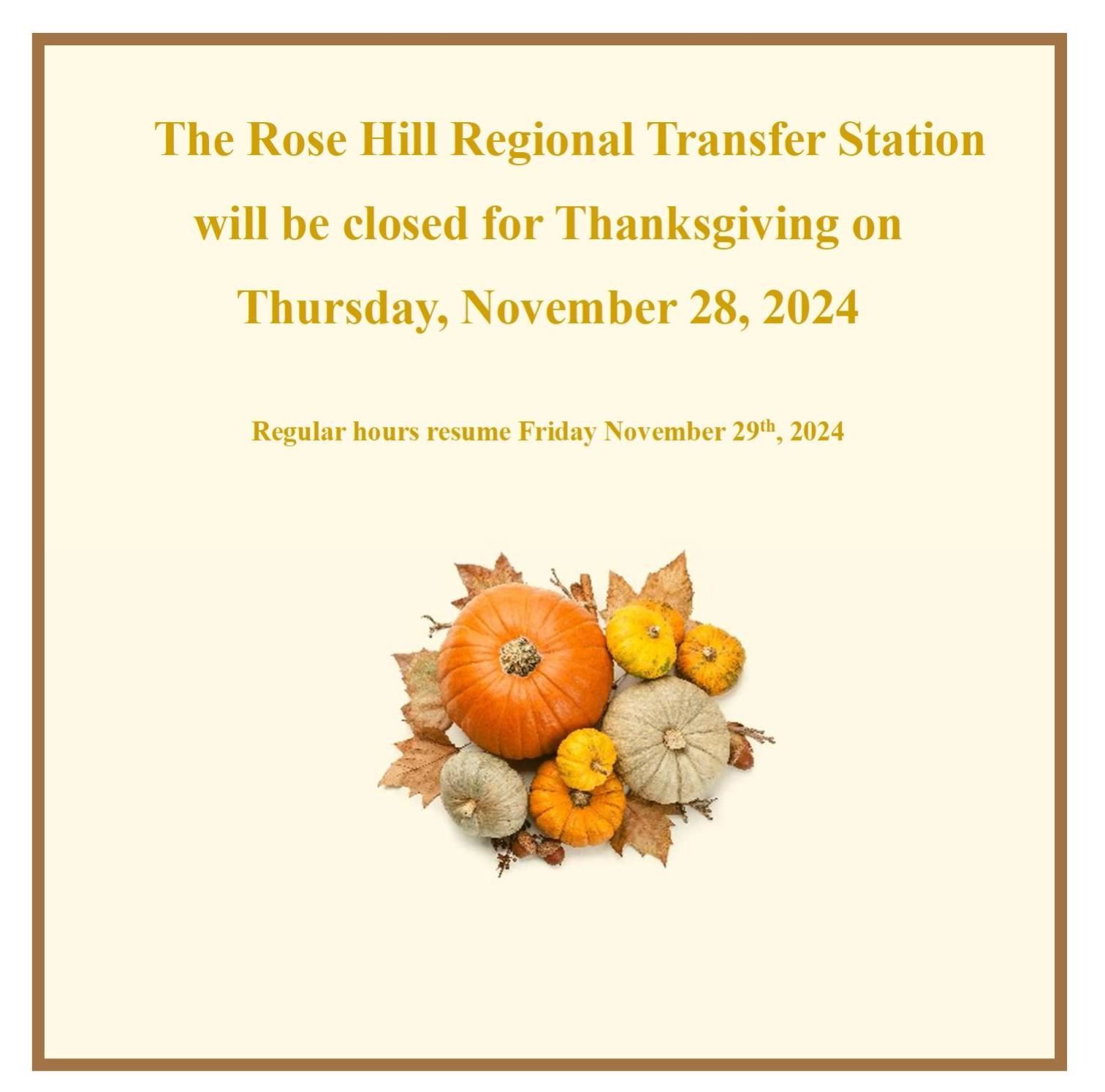 RHRTS Closure Thanksgiving 2024