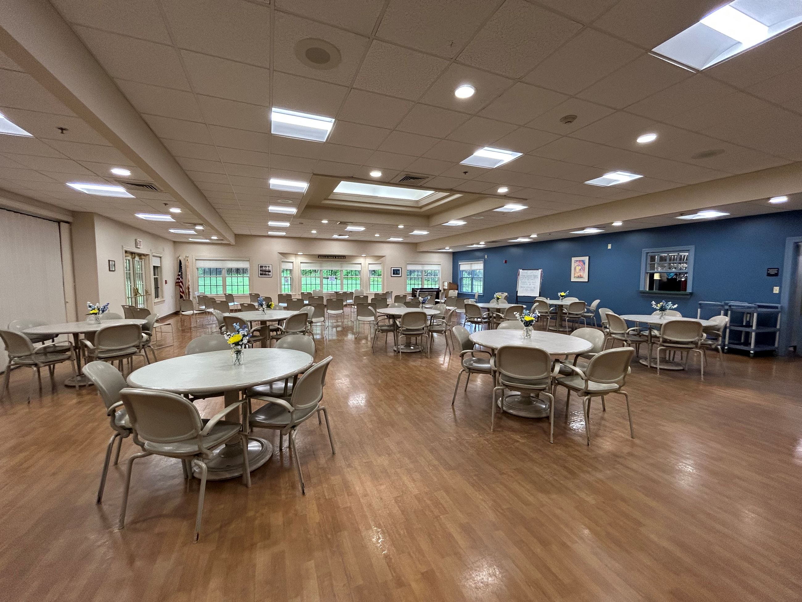 The Dining Room is 2,000 square feet and can serve up to 200 people. 