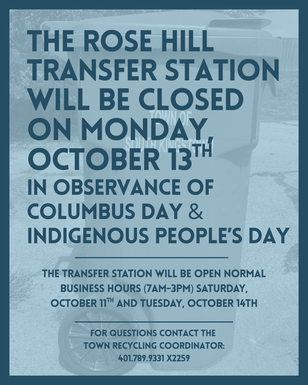 Rose Hill Transfer Station Closed Columbus Indigenous Peoples