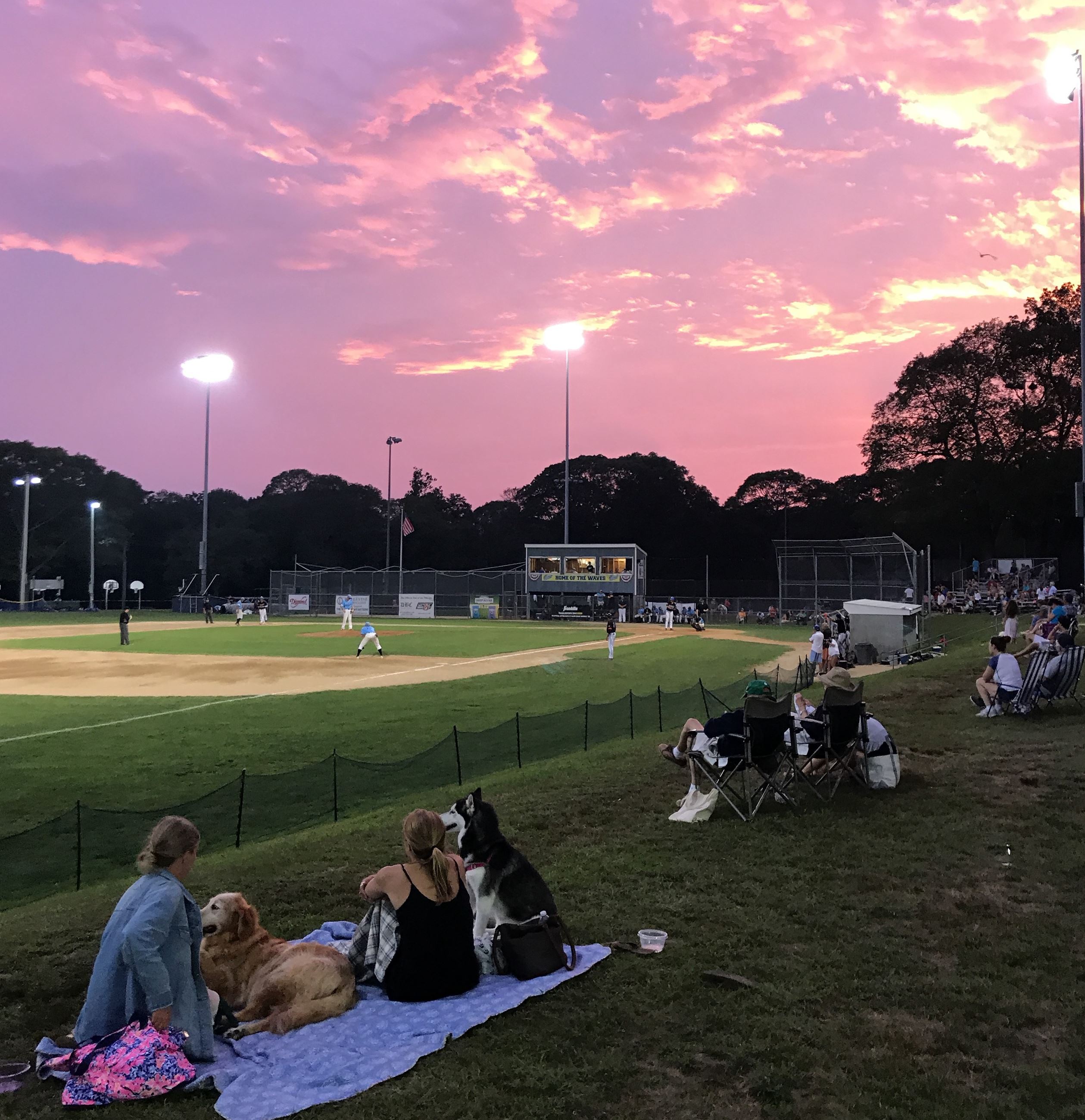 OMF baseball at sunset