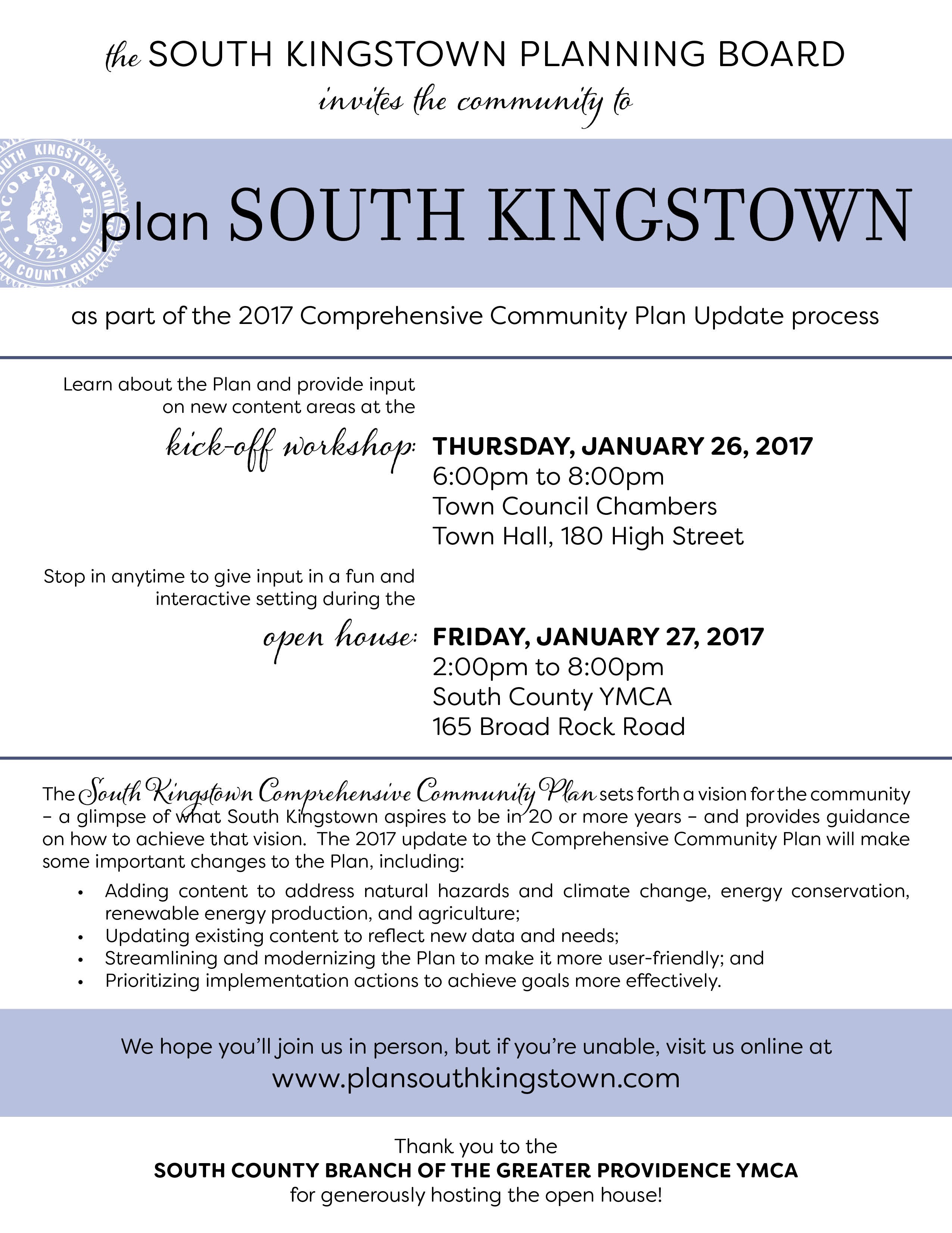 2017 Comprehensive Community Plan Update Flyer